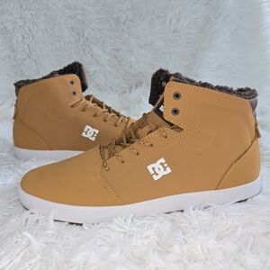 DC Tan and White Sneakers with Suede Upper and Skate-Inspired Design